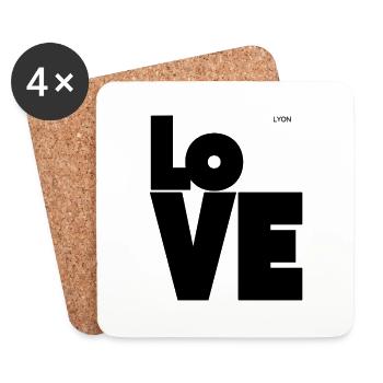 Love Black/White - Dessous de verre (lot de 4) - blanc - Devant