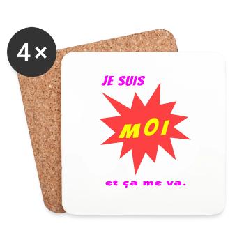 Je suis moi et ça me va - Dessous de verre (lot de 4) - blanc - Devant