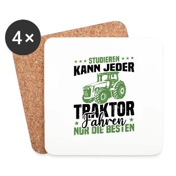 Studieren kann jeder traktor fahren nur die besten - Untersetzer (4er-Set) - Weiß - Vorne