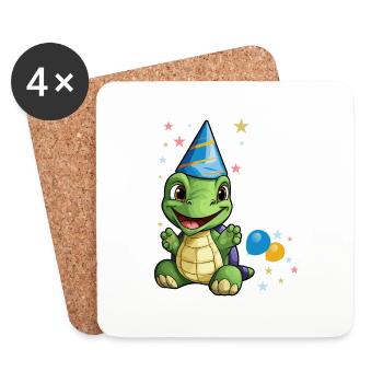 Ich bin 7 Schildkröten Schildkröte 7. Geburtstag - Untersetzer (4er-Set) - Weiß - Vorne