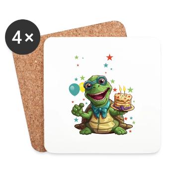 Je suis 9 Tortues Tortue 9e anniversaire - Dessous de verre (lot de 4) - blanc - Devant