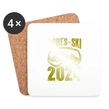 Apres Ski 2024 Ski Brille - Untersetzer (4er-Set) - Weiß - Vorne