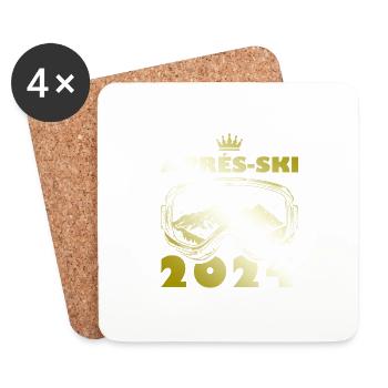 Vacances de ski après-ski 2024 - Dessous de verre (lot de 4) - blanc - Devant