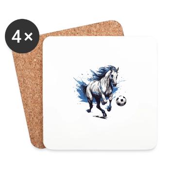 Équipe sportive de football équestre - Dessous de verre (lot de 4) - blanc - Devant