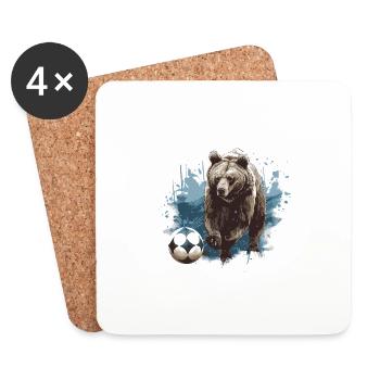 Équipe sportive de football de l’ours - Dessous de verre (lot de 4) - blanc - Devant