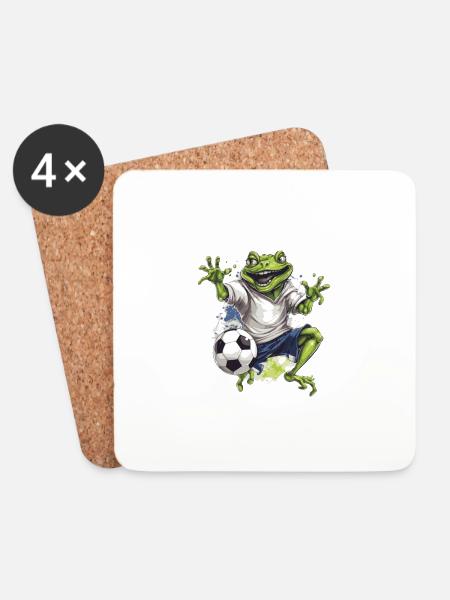 Frosch Fussball Sport Mannschaft - Untersetzer (4er-Set) - Weiß
