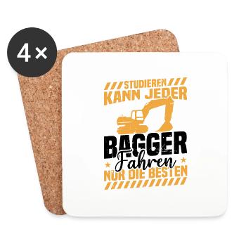 Studieren kann jeder bagger fahren nur die besten - Untersetzer (4er-Set) - Weiß - Vorne