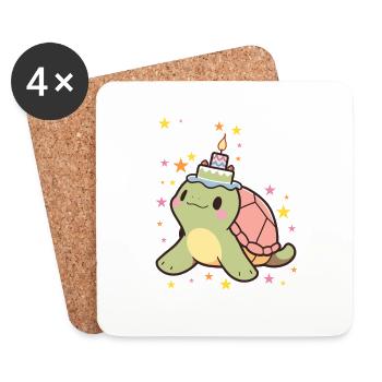 Je suis 6 tortues Tortue 6e anniversaire - Dessous de verre (lot de 4) - blanc - Devant