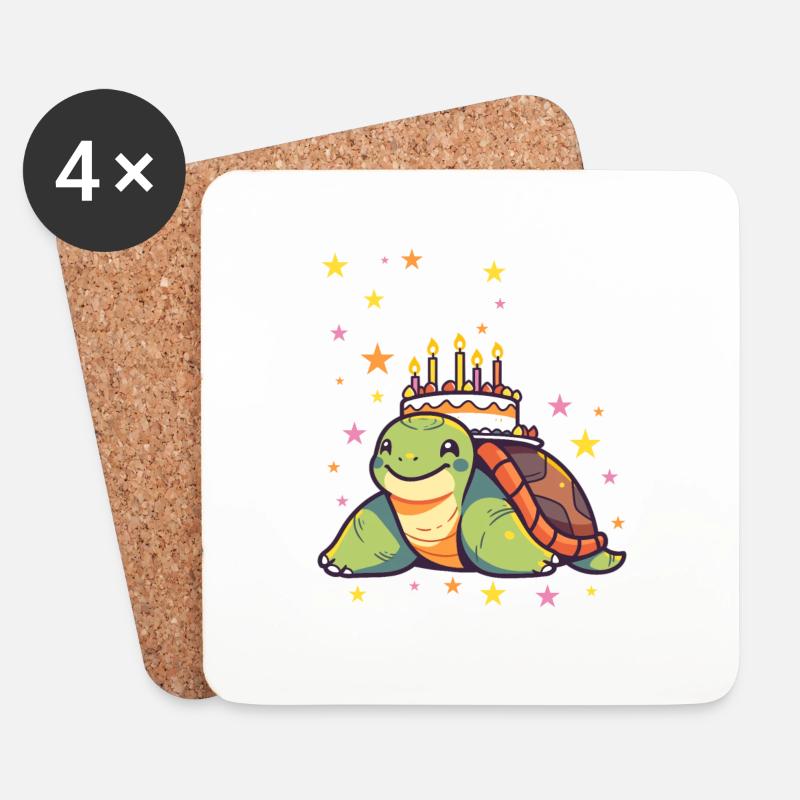 Ich bin 7 Schildkröten Schildkröte 7. Geburtstag - Untersetzer (4er-Set) - Weiß