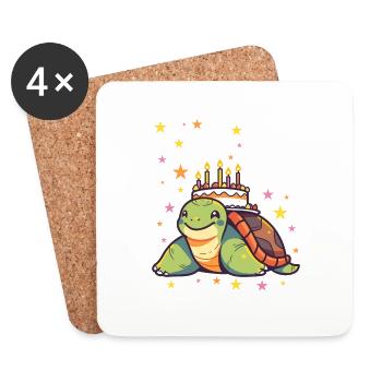 Je suis 6 tortues Tortue 6e anniversaire - Dessous de verre (lot de 4) - blanc - Devant