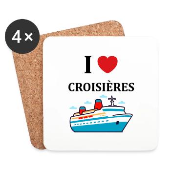I love Croisières - Dessous de verre (lot de 4) - blanc - Devant