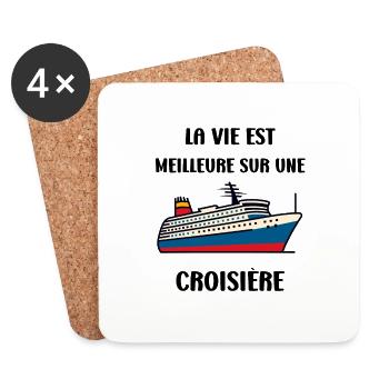 La vie est meilleure sur une Croisière - Dessous de verre (lot de 4) - blanc - Devant
