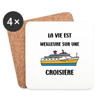 La vie est meilleure sur une Croisière - Dessous de verre (lot de 4) - blanc - Devant