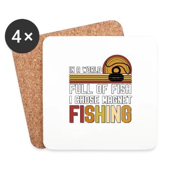 World Full O Fish Magnet Aimants de pêche - Dessous de verre (lot de 4) - blanc - Devant