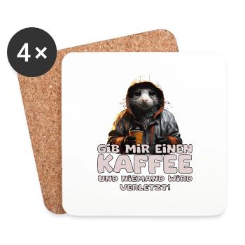 Lustiger Kaffee Barista Ratte Spruch - Untersetzer (4er-Set) - Weiß - Vorne