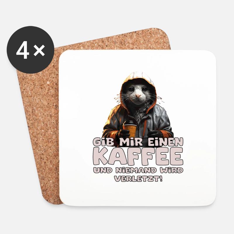 Lustiger Kaffee Barista Ratte Spruch - Untersetzer (4er-Set) - Weiß