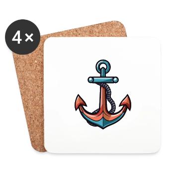 Anker Symbol Hafen - Untersetzer (4er-Set) - Weiß - Vorne
