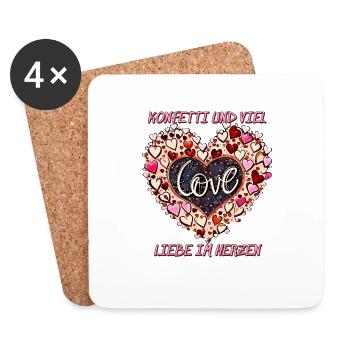 KONFETTI UND VIEL LIEBE IM HERZEN - Untersetzer (4er-Set) - Weiß - Vorne