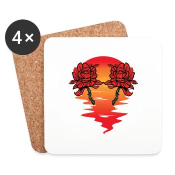 Blumen Sonne Valentin Valentinstag Liebe Geschenk - Untersetzer (4er-Set) - Weiß - Vorne