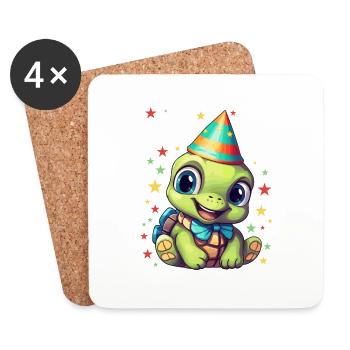 Je suis 9 Tortues Tortue 9e anniversaire - Dessous de verre (lot de 4) - blanc - Devant