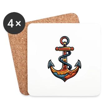 Anker Symbol Hafen - Untersetzer (4er-Set) - Weiß - Vorne
