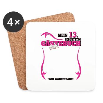13th Birthday Girl & Boy Guestbook - Coasters (set of 4) - white - Front