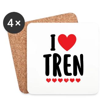 Ich liebe Tren I Herz Tren Bodybuilder Herz Tren bo - Untersetzer (4er-Set) - Weiß - Vorne