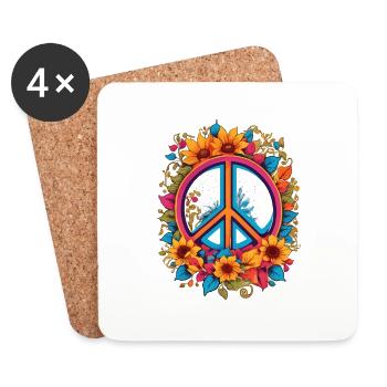 Peace Sign Love 60s 70s Hippie Costume Groovy - Untersetzer (4er-Set) - Weiß - Vorne