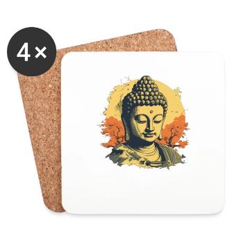 Buddhism Yoga Buddhist Zen Meditation Buddha - Coasters (set of 4) - white - Front