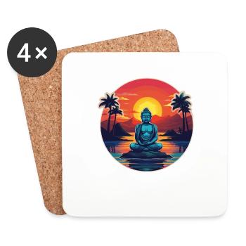 Buddhism Yoga Buddhist Zen Meditation Buddha - Coasters (set of 4) - white - Front