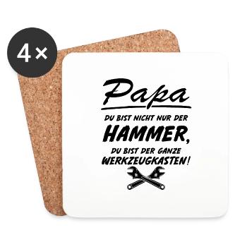 Papa du bist nicht nur der Hammer Werkzeugkasten - Untersetzer (4er-Set) - Weiß - Vorne