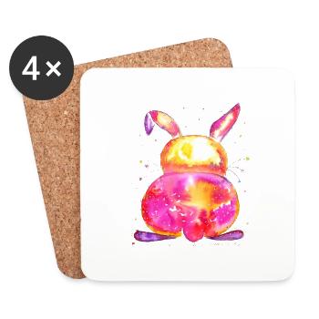 Gute Laune Hase - Untersetzer (4er-Set) - Weiß - Vorne