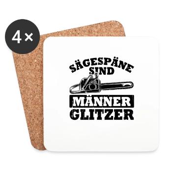 Sägespäne sind Männer Glitzer - Untersetzer (4er-Set) - Weiß - Vorne