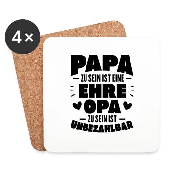 Papa zu sein ist eine Ehre Opa zu sein unbezahlbar - Untersetzer (4er-Set) - Weiß - Vorne