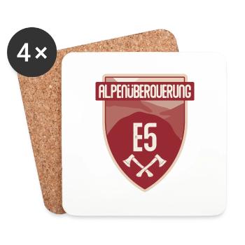 E5 Alpenüberquerung - Oberstdorf nach Meran - Untersetzer (4er-Set) - Weiß - Vorne