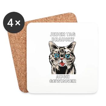 CAT : CHAQUE JOUR A BESOIN DE GAGNANTS - Dessous de verre (lot de 4) - blanc - Devant