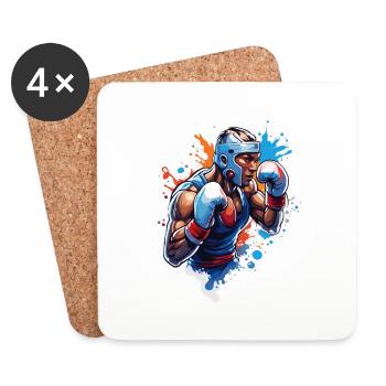 Boxer / Sports / Fight / Arena / Boxing Ring / Fists - Coasters (set of 4) - white - Front