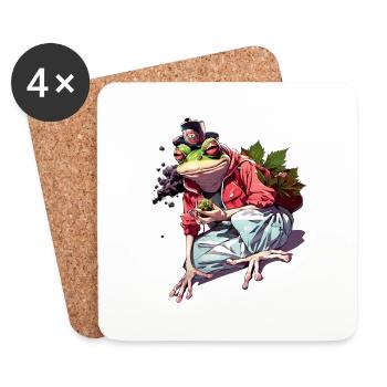 Frogs 'n' Hops : T-shirt d’infusion à mordre les côtes - Dessous de verre (lot de 4) - blanc - Devant