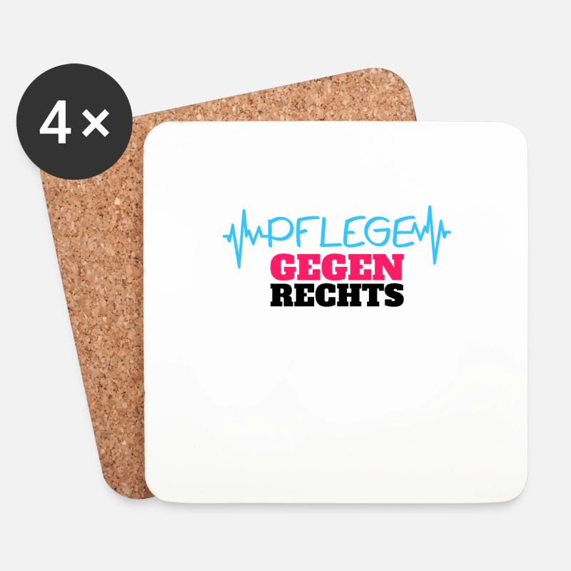 Pflege Gegen Rechts - Untersetzer (4er-Set) - Weiß