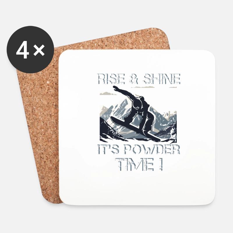 Snowboard Powder time - Untersetzer (4er-Set) - Weiß