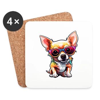 Chihuahua / petit chien / animal / minuscule / race - Dessous de verre (lot de 4) - blanc - Devant