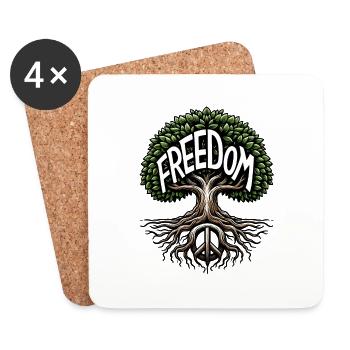 Arbre de la Liberté - Symbole de paix et de liberté - Dessous de verre (lot de 4) - blanc - Devant