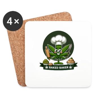 Baked Baker: Skurriles Design eines Cannabiskochs - Untersetzer (4er-Set) - Weiß - Vorne