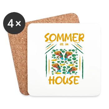 Été - Dessous de verre (lot de 4) - blanc - Devant