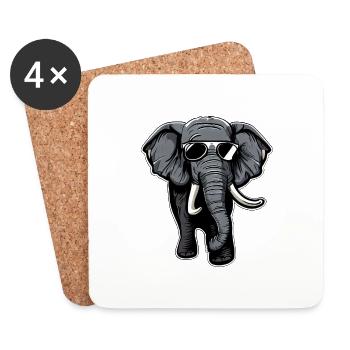 Cool Elephant Sunglasses - Coasters (set of 4) - white - Front