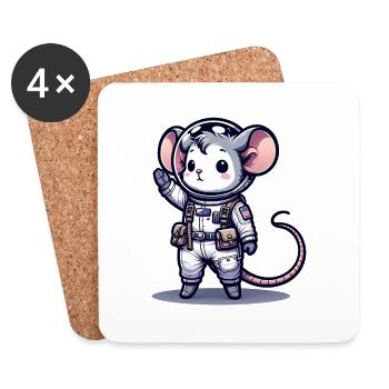 Cute Mouse Astronaut - Coasters (set of 4) - white - Front