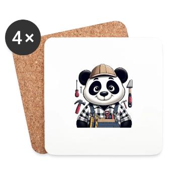 Artisan panda mignon - Dessous de verre (lot de 4) - blanc - Devant