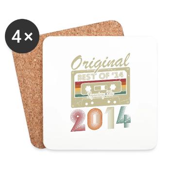 Original 2014 Jahrgang Geburtstag Geschenkidee - Untersetzer (4er-Set) - Weiß - Vorne