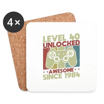 Level 40 Unlocked - Coasters (set of 4) - white - Front