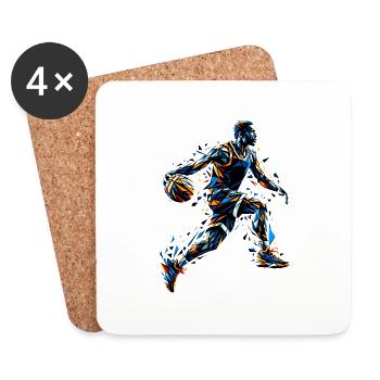 Polygon Art Basketball Player Basketballer - Coasters (set of 4) - white - Front